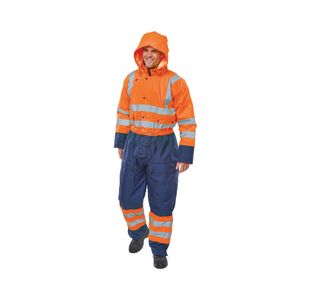 2Tone Hi Vis Coverall Org/Nblu L
