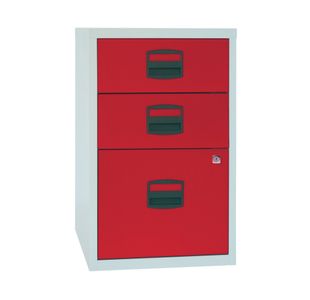 Bisley 3 Drw Home Filing Grey/Red