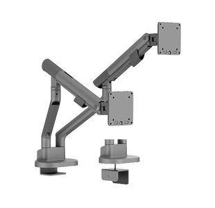 Dual Desk Mounted Monitor Arm Grey