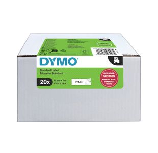 Dymo D1 Tape 12Mmx7M Blk/Wht Pk20