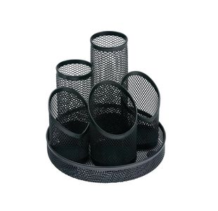 5 Compartment Mesh Desk Tidy Blk