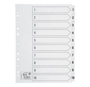 Index 1-10 Strip Tabs 150Gsm A4 Wht
