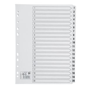 Index 1-20 Strip Tabs 1A4 Wht