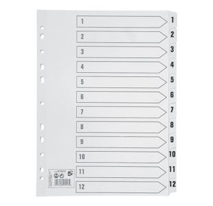 Index 1-12 Strip Tab 150Gsm A4 White