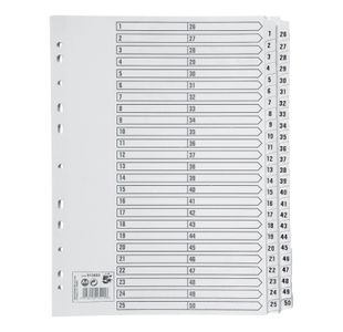 Index 1-50 Strip Tabs 1A4 Wht