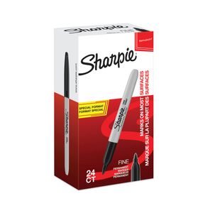 Sharpie Perm Markers Fine Black Pk24