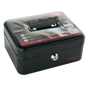 Concept 8" Metal Cash Box Black