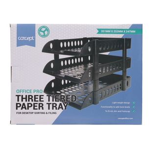 Concept Three Tiered Paper Tray - Black