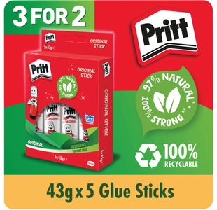 Pritt Stick Glue Stick 43G Pk5 3For2