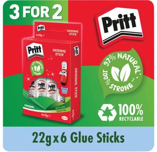 Pritt Stick Glue Stick 22G Pk6 3For2