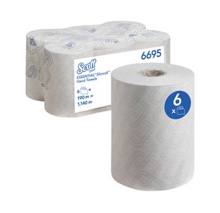 Slimroll Hand Towel Rl 190M Wht Pk6