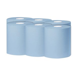2Work Cfeed Roll 1-Ply 300M Blue Pk6