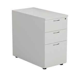First 3 Drw Desk High Pedestal White