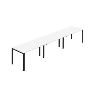 3 Person Bench Desk 1400 Wht/Blk X3