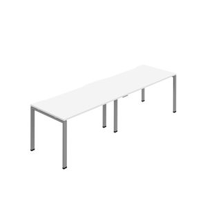 2 Person Bench Desk 1200 Wht/Slv X2