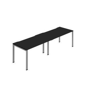 2 Person Bench Desk 1600 Blk/Slv X2