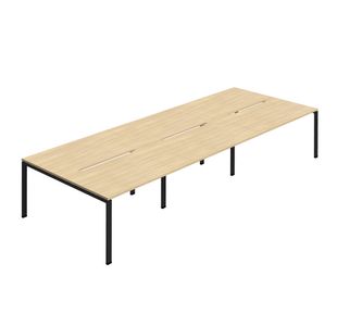 6 Per Back-Back Bench Desk Noak/Blk
