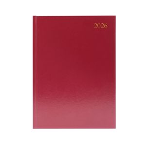 Desk Diary 2 Dpp A4 Burgundy 2026