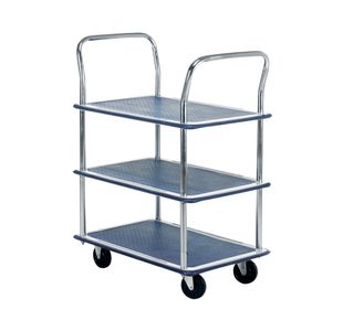 Barton 3 Shelf Trolley Slver/Blue