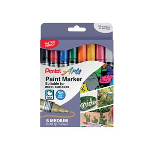 Pentel Paint Mrkr Med Bull Ast Pk8