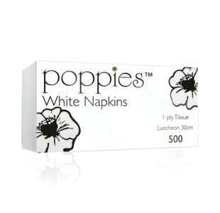 Poppies Napkins 1-Ply White Pk500