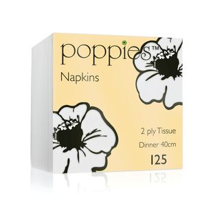 Poppies 2-Ply Nap 4F 40Cm Wht Pk2000