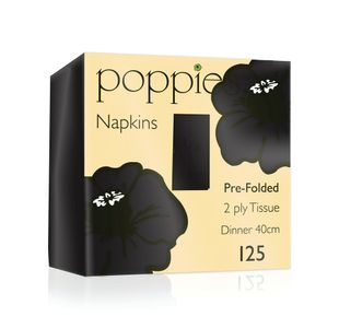 Poppies 2-Ply Nap 8F 40Cm Blk Pk2000