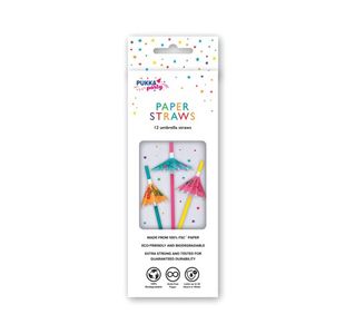 Umbrella Drinking Straws Ast Pk12