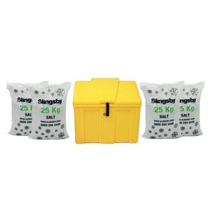 Lockable Salt Bin Ylw 110L +Wht Salt