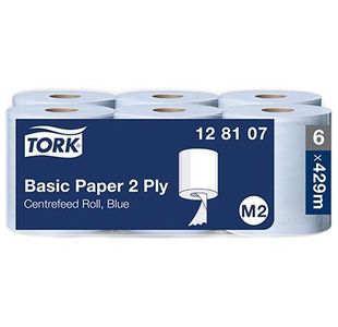 Basic Paper Cfeed Roll 2Ply Blue Pk6