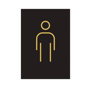Male Toilet Sign 105X150Mm Blk/Gld