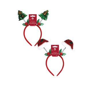 Xmas Sequin Hat/Tree Headband Pk12