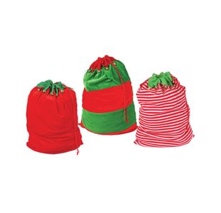 Xmas Elf Sacks/Bells Set Ast Pk24