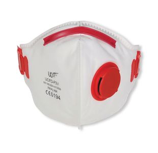 Disp Fold Flat Mask Wht/Red Pk10