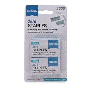 Concept Pkt.2 26/6 Staples Boxes Of 1000