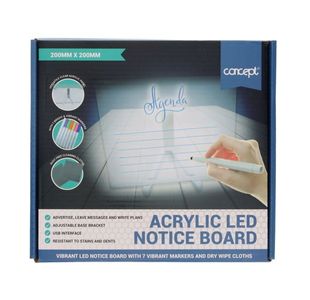 Concept 200X200Mm Acrylic Led Notice Boa