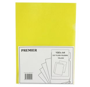 Yellow Cut Flush Folders Pk100